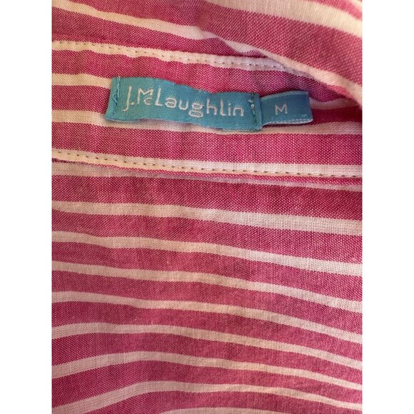 J.McLaughlin Pink & White Striped Button-Down Shirt Size M - Picture 5 of 6